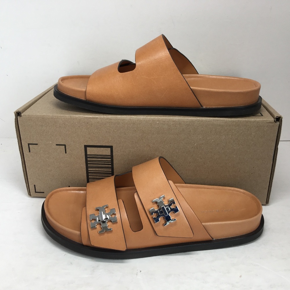 Tory Burch Women’s T Lock Sport Slide Camello Sandals Size 7 M